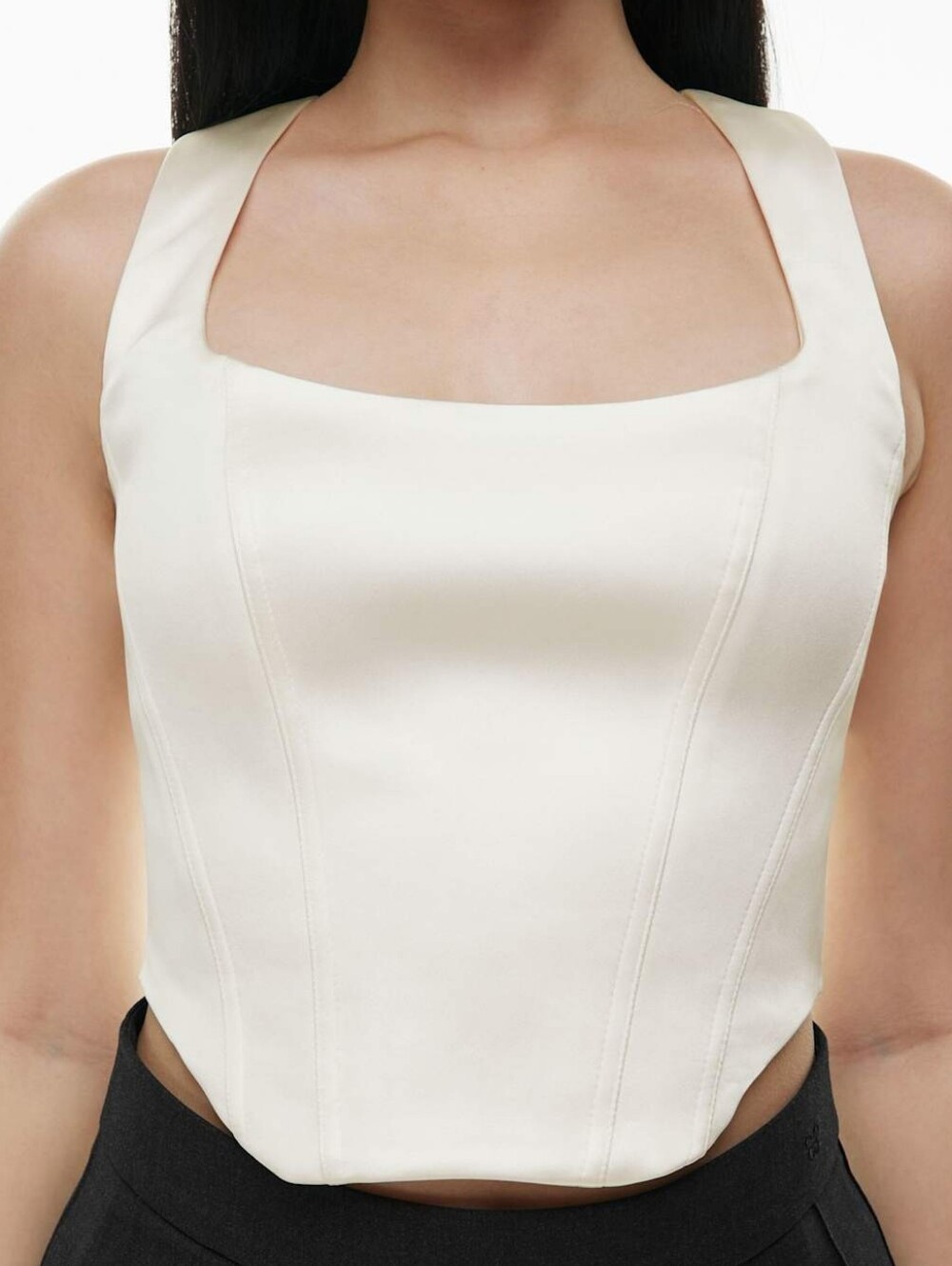 Sunday Best Ivory Satin Corset Crop Top